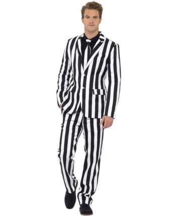 TRAJE HOMBRE RAYAS BLANCO Y NEGRO 