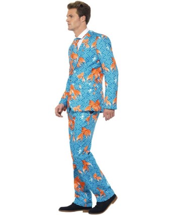 TRAJE HOMBRE AZUL CON PECES GOLDFISH SUIT PARA HOMBRE