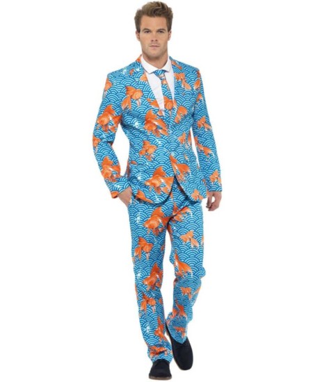TRAJE HOMBRE AZUL CON PECES GOLDFISH SUIT PARA HOMBRE
