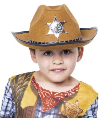 SOMBRERO VAQUERO SHERIFF MARRON INFANTIL