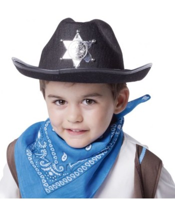 SOMBRERO VAQUERO SHERIFF NEGRO INFANTIL