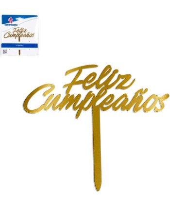 TOPPER FELIZ CUMPLEAÑOS DORADO TOPPER FELIZ CUMPLEAÑOS DORADO