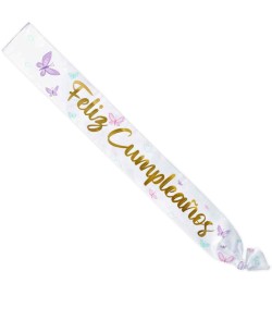 BANDA FELIZ CUMPLEAÑOS CON MARIPOSAS