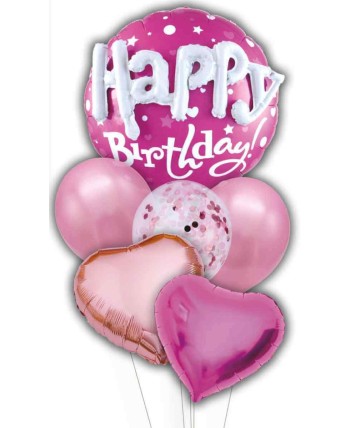 BOUQUET DE GLOBOS HAPPY BIRTHDAY ROSA RELIEVE BOUQUET DE GLOBOS HAPPY BIRTHDAY ROSA RELIEVE