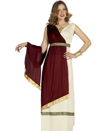 DISFRAZ DE ROMANA BLANCO Y ROJO MUJER CON TOGA