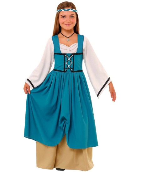 DISFRAZ DE PRINCESA MEDIEVAL AZUL PARA NIÑA