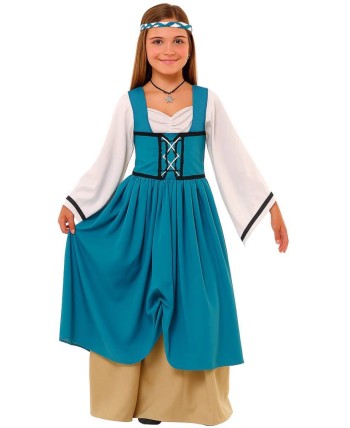 DISFRAZ DE PRINCESA MEDIEVAL AZUL INFANTIL