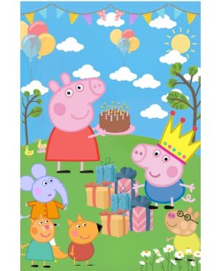 FONDO DE CUMPLEAÑOS PEPPA PIG TARTA