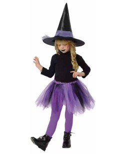 SET BRUJA TUTU Y SOMBRERO MORADO PARA NIÑA