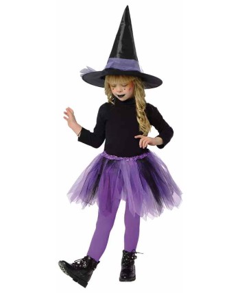 SET BRUJA TUTU Y SOMBRERO MORADO PARA NIÑA