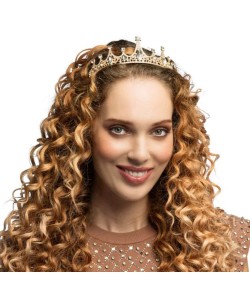 TIARA METAL PIEDRAS DORADA