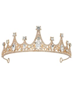 TIARA METAL PIEDRAS DORADA 2