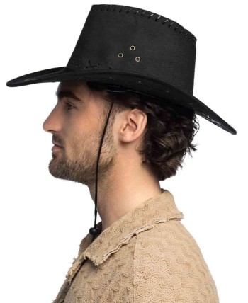 SOMBRERO VAQUERO NEGRO DECORADO CINTAS