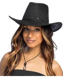 SOMBRERO VAQUERO NEGRO DECORADO CINTAS