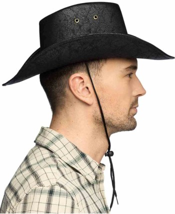 SOMBRERO VAQUERO DELUXE NEGRO CINTA MARRON