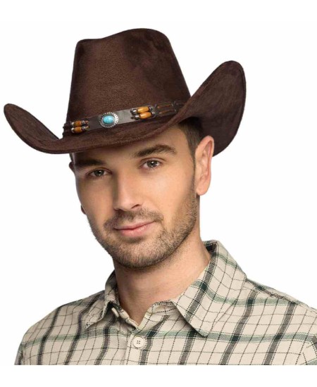 SOMBRERO VAQUERO DELUXE MARRON ABALORIOS