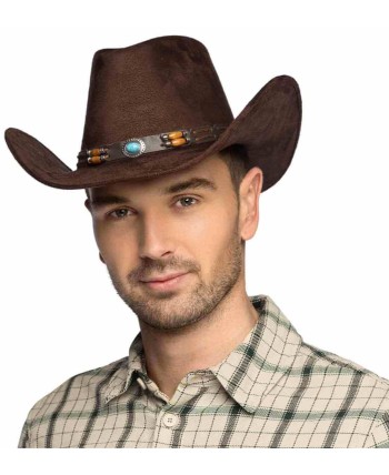 SOMBRERO VAQUERO DELUXE MARRON ABALORIOS