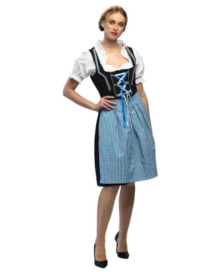 DISFRAZ DE TIROLESA CUADROS AZUL Y BLANCO PARA MUJER