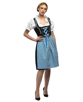 DISFRAZ DE TIROLESA CUADROS AZUL Y BLANCO