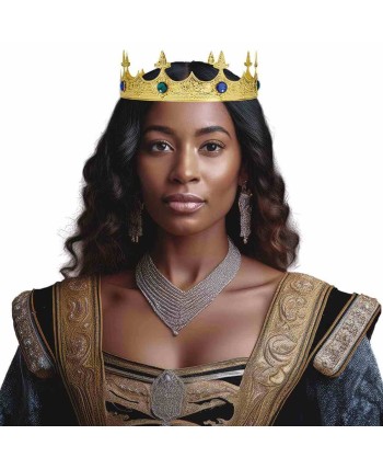 CORONA METAL DORADA PIEDRAS AZULES