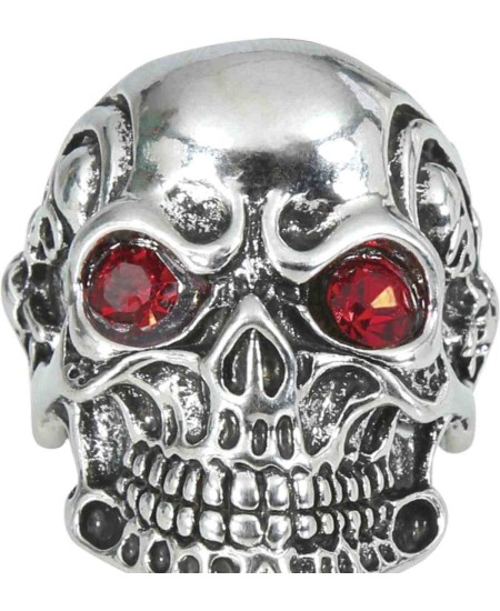 ANILLO CALAVERA PLATEADA OJOS ROJOS