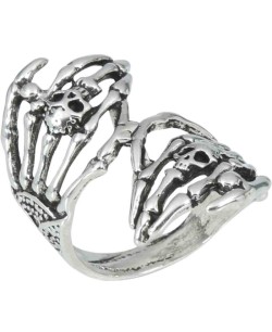 ANILLO CALAVERA DOBLE PLATEADO 2