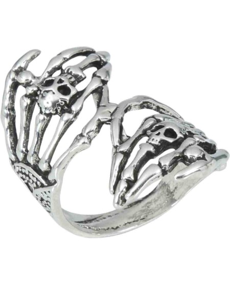 ANILLO CALAVERA DOBLE PLATEADO