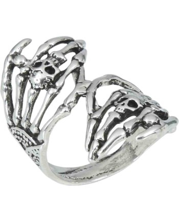 ANILLO CALAVERA DOBLE PLATEADO