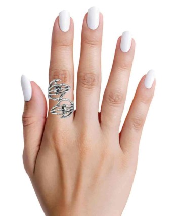 ANILLO CALAVERA DOBLE PLATEADO