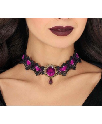 GARGANTILLA MORADA CON ENCAJE