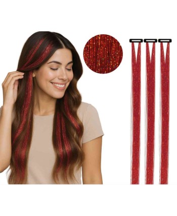EXTENSIONES ROJO 3 UNIDADES BRILLANTES