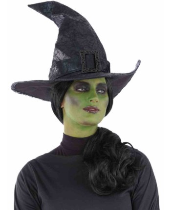 SOMBRERO BRUJA NEGRO CON HEBILLA