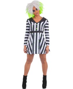 DISFRAZ DE BEETLEJUICE MUJER VESTIDO DETALLES VERDES PARA MUJER
