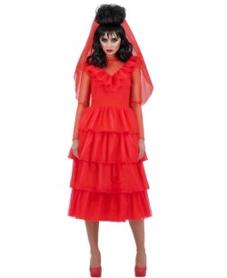 DISFRAZ DE BEETLEJUICE NOVIA ROJO PARA MUJER