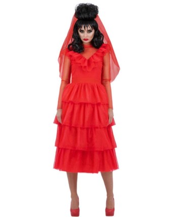 DISFRAZ DE BEETLEJUICE NOVIA ROJO
