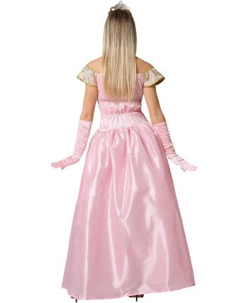 DISFRAZ DE PRINESA ROSA CUELLO DORADO PARA MUJER