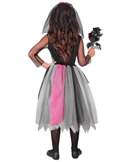 DISFRAZ DE CATRINA TUL ROSA PARA NIÑA