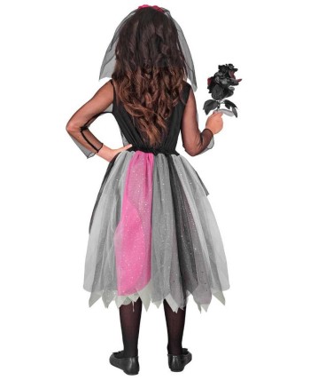 DISFRAZ DE CATRINA TUL ROSA PARA NIÑA