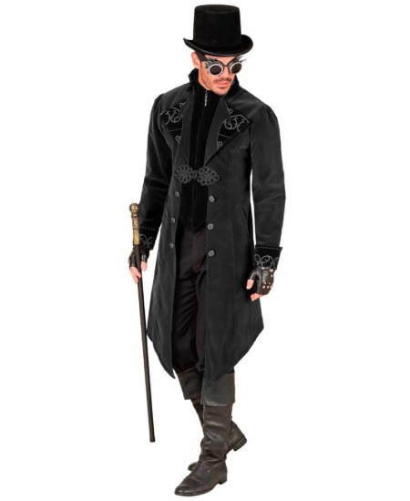 ABRIGO DELUXE NEGRO CON EFECTO CHALECO PARA HOMBRE