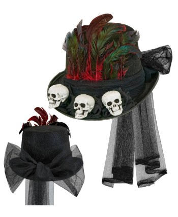CHISTERA CALAVERAS Y PLUMAS NEGRA DELUXE