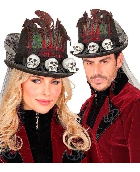 CHISTERA CALAVERAS Y PLUMAS NEGRA DELUXE