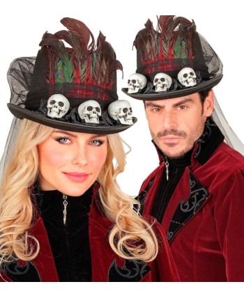 CHISTERA CALAVERAS Y PLUMAS NEGRA DELUXE