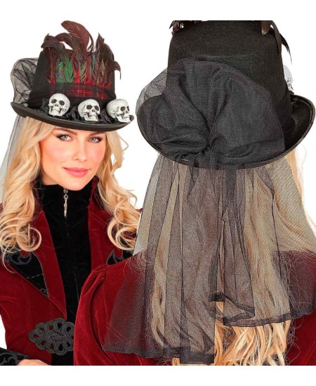 CHISTERA CALAVERAS Y PLUMAS NEGRA DELUXE