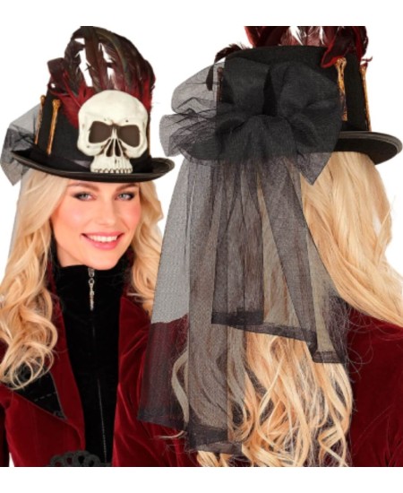 CHISTERA CALAVERA GIGANTE Y PLUMAS NEGRA DELUXE