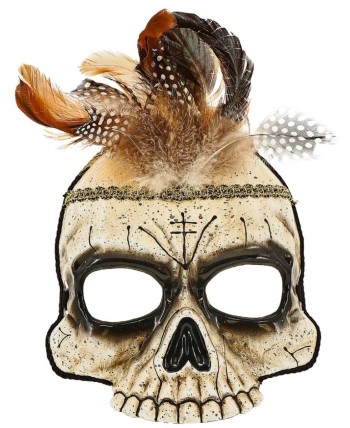 CARETA CALAVERA MEDIA CARA CON PLUMAS