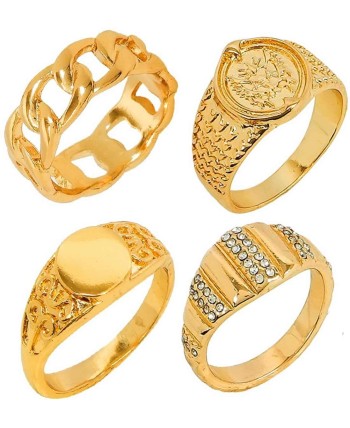 ANILLO DORADO RAPERO 4 UNIDADES