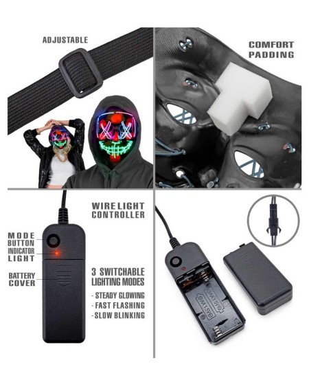 CARETA CON LUZ DE COLORES LA PURGA