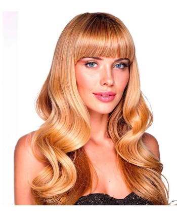 PELUCA RUBIA CLARO ONDULADA CON FLEQUILLO PELUCA RUBIA CLARO ONDULADA CON FLEQUILLO