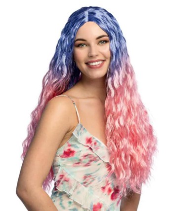 PELUCA RIZADA BICOLOR ROSA Y LILA