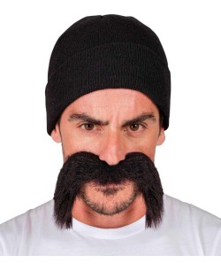 GORRO NEGRO Y BIGOTE NEGRO MAXI